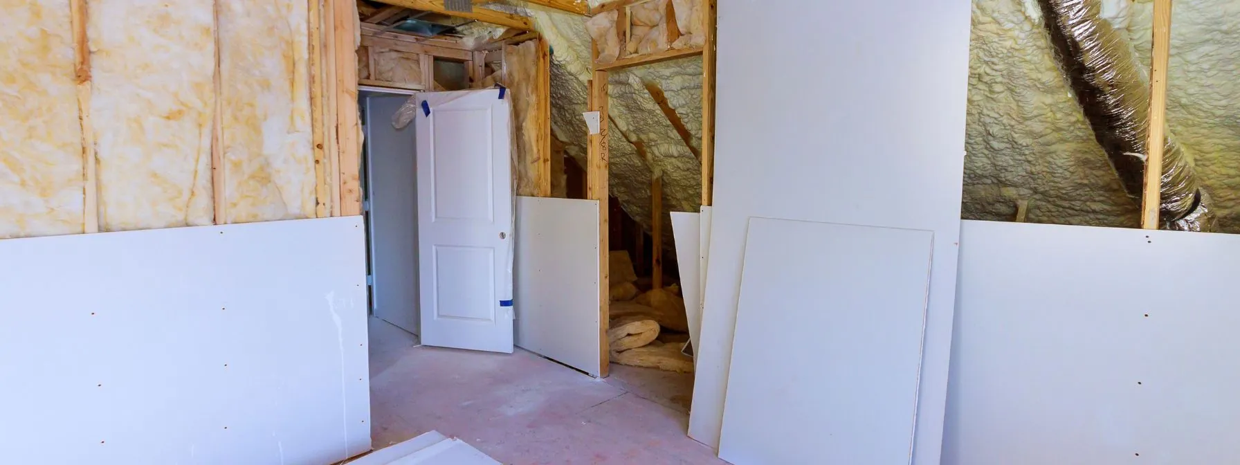 plasterboard drywall installation of house building